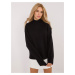 Black loose women's sweater with half-neck SUBLEVEL