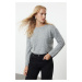 Trendyol Light Grey Soft Texture Crop Stone Embroidered Knitwear Sweater