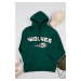 Trendyol Emerald Green Oversize/Wide Cut Hooded College Sweatshirt