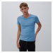 Reserved - Tričko s véčkovým výstrihom - Modrá