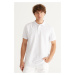 ALTINYILDIZ CLASSICS Pánske biele tričko s vyhrňovacím golierom 100% bavlna slim fit slim fit po