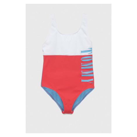 Jednodielne detské plavky Tommy Hilfiger ružová farba