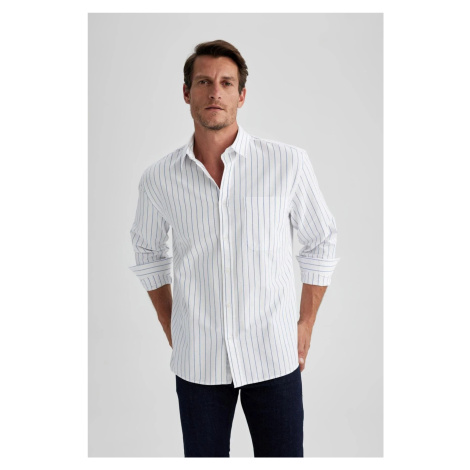 DEFACTO Relax Fit Striped Oxford Long Sleeve Shirt