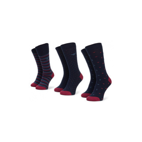 Emporio Armani Súprava 3 párov vysokých pánskych ponožiek 302402 9A282 59635 r.39/46 Tmavomodrá