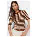 Trendyol Brown Basic Striped Knitwear T-Shirt