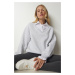 Happiness İstanbul Women's Gray Shirt Detailed Knitted Sweatshirt