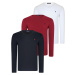 TRIPLE SET T8587 DEWBERRY V-NECK MEN'S SWEATSHIRT-BLACK-WHITE-BURGUNDY