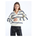 LC Waikiki Polo Neck Striped Long Sleeve Oversize Women's Knitwear Sweater