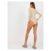 Béžové jednofarebné body s výstrihom do V EM-BO-ES-21-590.77-beige