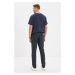 Trendyol Navy Blue Men's Chino Slim Fit Belt Waisted Double Pocket Trousers