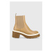 Členkové topánky BOSS Carol dámske, hnedá farba, na platforme, 50498804