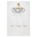 Detská bavlnená blúzka United Colors of Benetton biela farba, s nášivkou