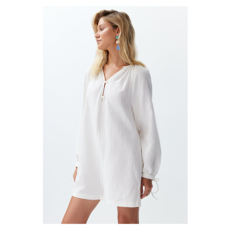 Trendyol White Woven Muslin 100% Cotton Overalls