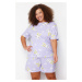 Trendyol Curve Lilac Rabbit Patterned Knitted Pajama Set