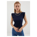 Bigdart 0430 Knitted Blouse - Navy Blue