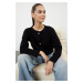 Trendyol Black Crew Neck Jacket Look Knitwear Cardigan