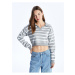 LC Waikiki Polo Neck Striped Long Sleeve Crop Women's Knitwear Sweater