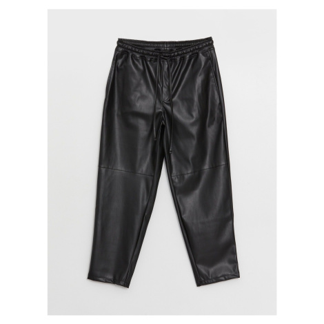 LC Waikiki LCWAIKIKI Classic Women's Elastic Waist Straight Leather Look Trousers