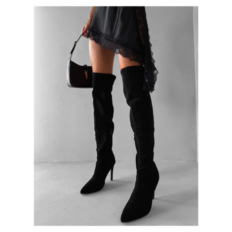 Čierne semišové vysoké čižmy ARTONE nad kolená
