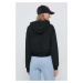 Bavlnená mikina Calvin Klein Jeans dámska, čierna farba, s kapucňou, s nášivkou