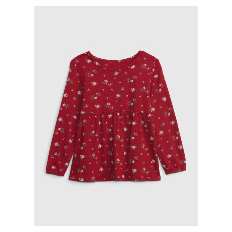 Červené dievčenské kvetované tričko GAP