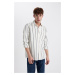 DEFACTO Regular Fit Striped Pocket Detail Cotton Long Sleeve Shirt