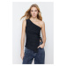 Trendyol Black Weathered/Faded Effect Body-Shouldered Ribbed Cotton Stretch Knitted Blouse