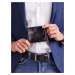 Men's Black horizontal open wallet with cobalt inset