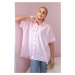 Cotton shirt with short sleeves in powder pink color