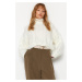 Trendyol Ecru Crop Soft Textured Turtleneck Knitwear Sweater