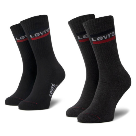 Levi's® Súprava 2 párov vysokých ponožiek unisex 37157-0153 Čierna Levi´s