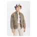 DEFACTO Boys Water Repellent College Collar Zippered Pocket Printed Seasonal Bomber Coat Jacket