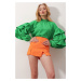 Trend Alaçatı Stili Women's Green Turtleneck Sleeves Flounce Woven Woven Blouse