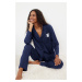 Trendyol Navy Blue 100% Cotton Penguin Printed Knitted Pajama Set