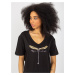 Black women's T-shirt with sequined application