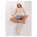 Light beige women's classic sweater with cotton