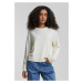 Women's knitted sweater with round neckline cream