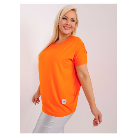 Oranžová halenka plus size s krátkým rukávem JEDNA