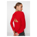 Trendyol červený chrbát detailný pletený sveter