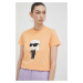 Bavlnené tričko Karl Lagerfeld dámsky, oranžová farba