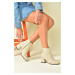 Fox Shoes Beige Nubuck Women's Thick Heeled Boots