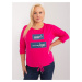 Plus size fuchsia blouse with 3/4 sleeves