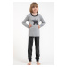 Chlapčenské pyžamo Italian Fashion Morten - dlhé bavlnené Sivo-tmavosivá