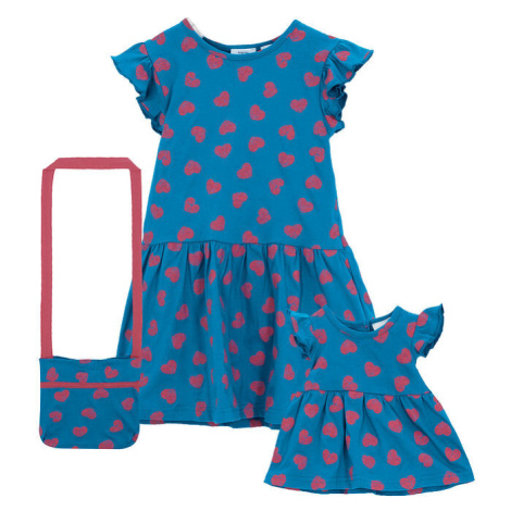 Dievčenské džersejové šaty + taška + šaty pre bábiku (3 ks) z bio bavlny bonprix