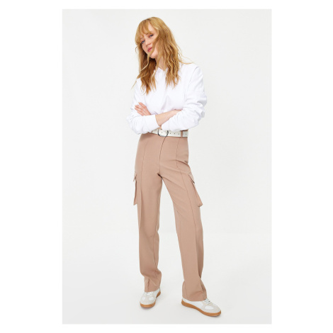 Trendyol Mink Cargo Straight/Straight Fit Woven Double Pocket Woven Trousers