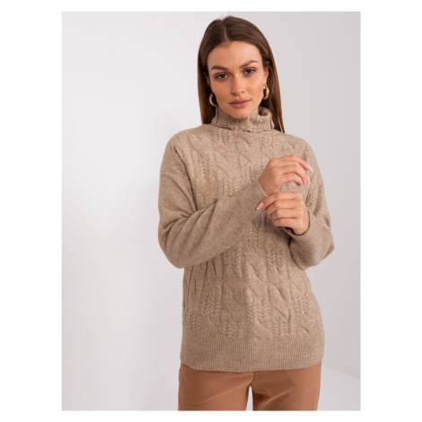 Dark beige melange turtleneck