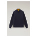 Sveter Woolrich Bicolor Half-Zip Sweater Modrá