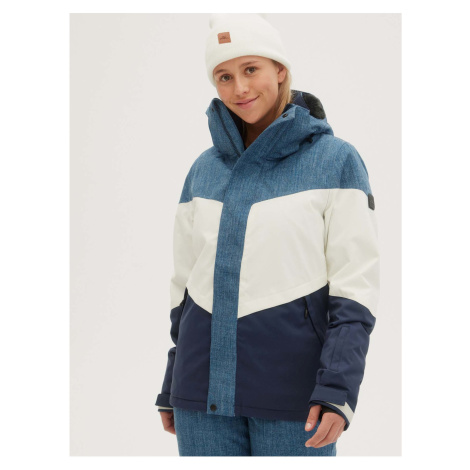 Bielo-modrá dámska zimná športová bunda s kapucou O'Neill Coral Jacket