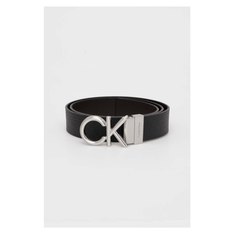 Obojstranný kožený opasok Calvin Klein pánsky, čierna farba, K50K510630