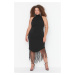 Trendyol Curve Black Tassel Detailed Knitted Dress